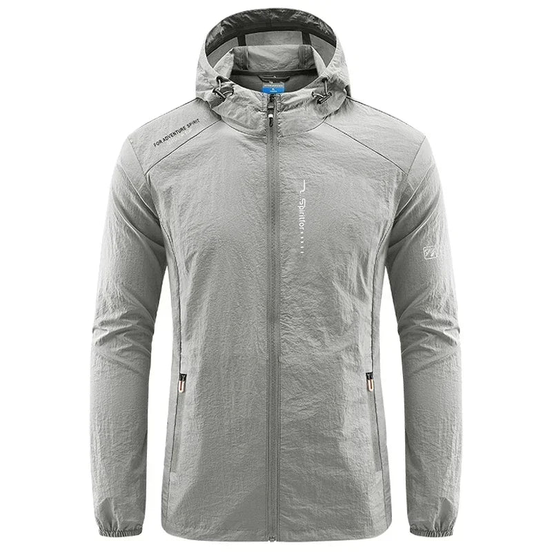 UPF50+ Summer Outdoor Quick Dry Sun-Protective Thin Jacket Men Hiking Fishing Cycling Hooded Gym Sport Ultra Light Windbreaker