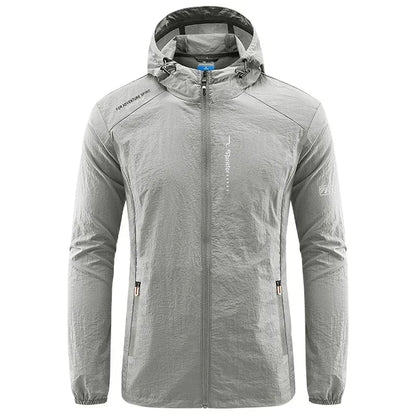 UPF50+ Summer Outdoor Quick Dry Sun-Protective Thin Jacket Men Hiking Fishing Cycling Hooded Gym Sport Ultra Light Windbreaker