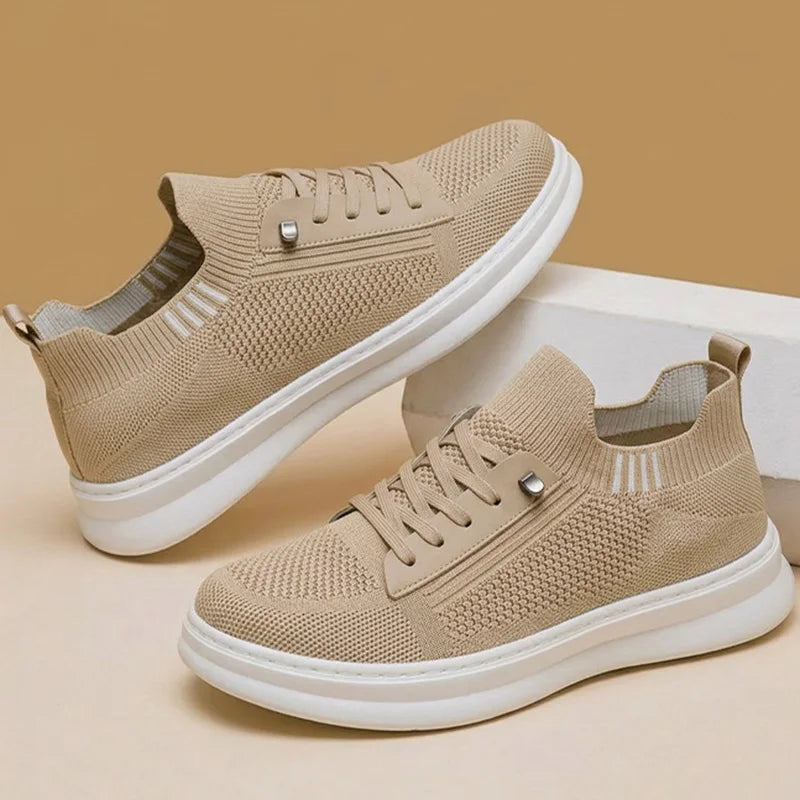 Comfortable Breathable Knitted Sport Shoes Men Soft Bottom Non Slip Mesh Flats Men Spring Summer Slip On Light Casual Loafers