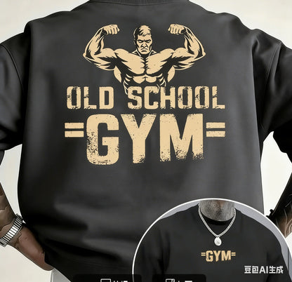 Men's Retro Fitness T-shirt - Retro Training Shirt for Summer Use in Gym and Casual Wear Round-neck Short Sleeve Style