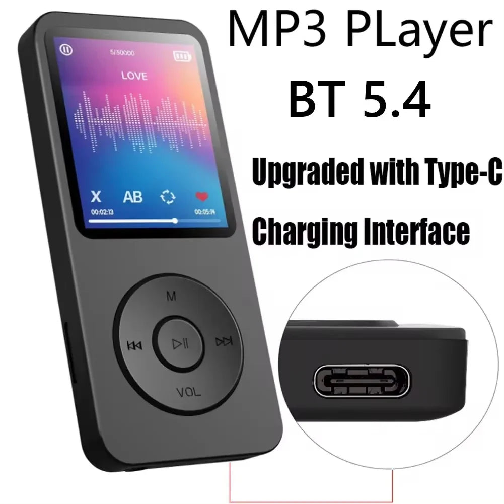 MP3 Player Type-C 32GHiFi Lossless Music Player Student Walkman Swimming Running Riding Built-in Speaker Support FM Radio E-Book