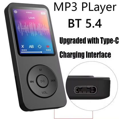 MP3 Player Type-C 32GHiFi Lossless Music Player Student Walkman Swimming Running Riding Built-in Speaker Support FM Radio E-Book