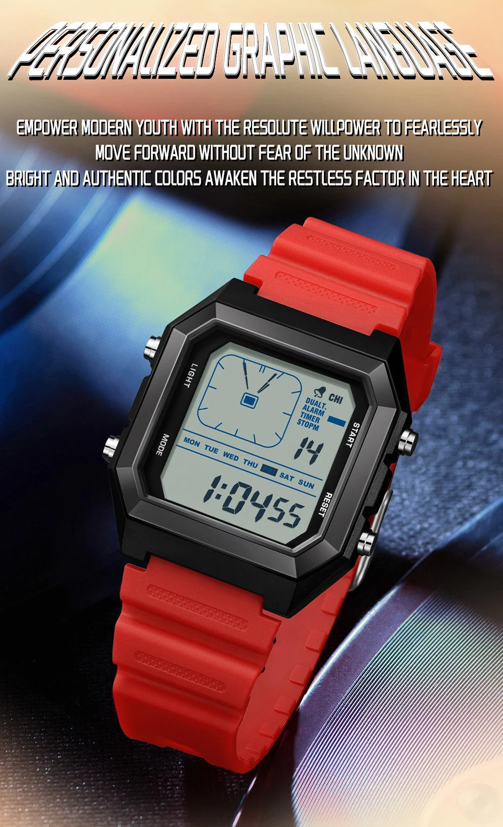 SANDA 6307 Casual Men's LED Electronic Watch Waterproof Sports Alarm Clock Multi functional Student Fashion Electronic Watch