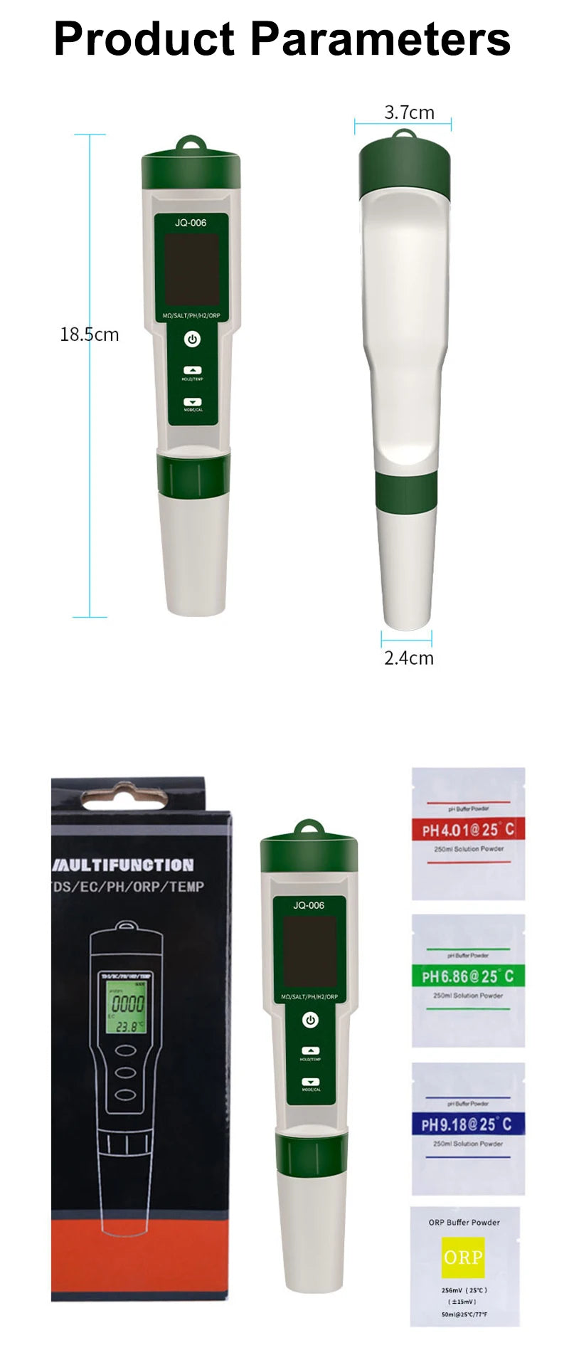 10 in 1 Water Quality Monitor PH/EC/TDS/ORP/H2/Fertile/Salinity/S.G/Resistivity/Temp Multifunction Tester for Aquariums Pools