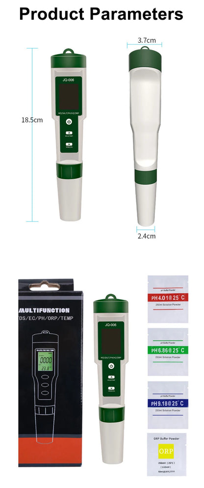 10 in 1 Water Quality Monitor PH/EC/TDS/ORP/H2/Fertile/Salinity/S.G/Resistivity/Temp Multifunction Tester for Aquariums Pools