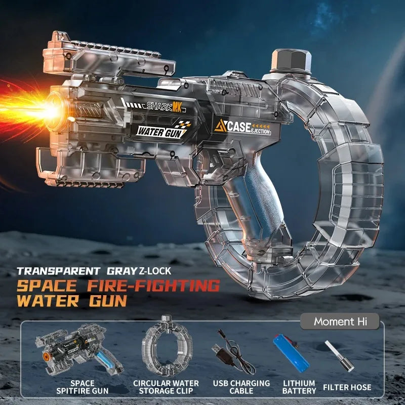 Simulated Firing and Recoil Electric Water Gun Toys Children Automatic Sensor Lights Water Pistol Summer Outdoor Beach Kids Toy