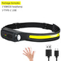 1~20Pack Headlamp USB Rechargeable LED Sensor Flashlight XPE+COB Torch Camping Waterproof Headlight for Fishing Lantern