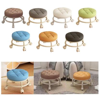 Low Rolling Stool Roller Seat Adults Child Round Foot Rest Low Height with Wheel