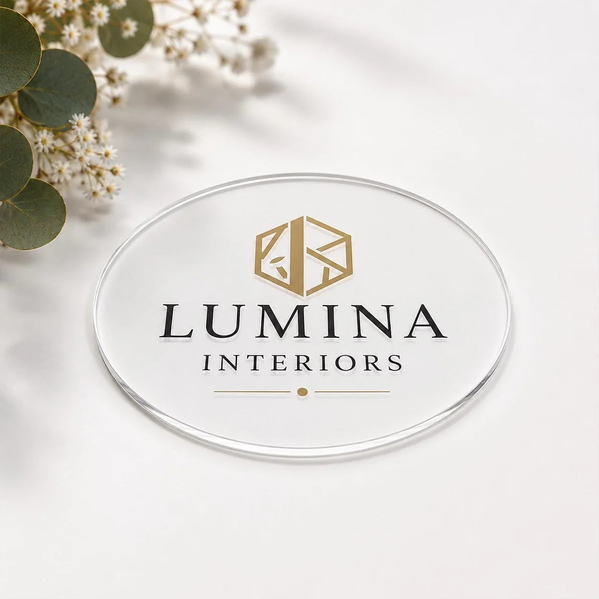 Custom Logo Clear Acrylic Round Coaster, Full Color Printed Business Drink Coaster