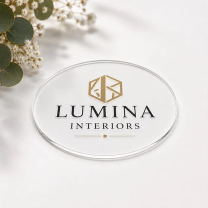 Custom Logo Clear Acrylic Round Coaster, Full Color Printed Business Drink Coaster