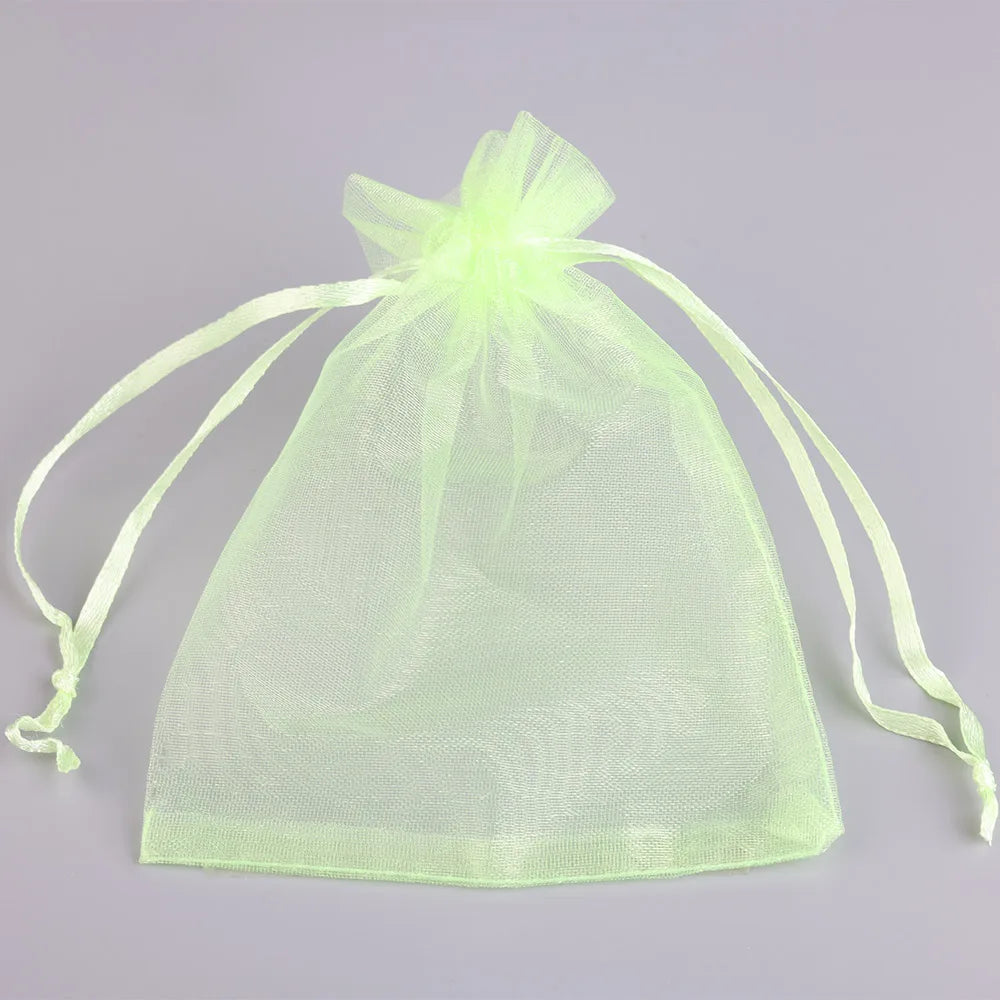 50/100pcs Colorful Organza Gift Bag 5x7 7x9 9x12 10x15 13x18cm Party Wedding Favors Candy Jewelry Packaging Drawstring pouches
