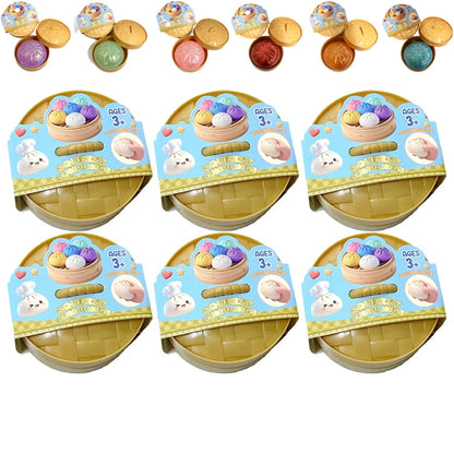 Colorful Dumpling Squishes Stress Balls Fidget Sensory Toys Simulation Food Squishies Bun with Steamer Squeeze Dough Ball Gifts