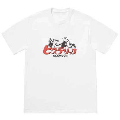 2026 Hysteric Glamour Women's T-shirt American Retro Tee Street Culture Tide Men Tshirt NicheTrend Short Sleeve Women's Clothing