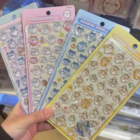 3D Cute 1/4pcs Crystal Stickers Chiikawa Usagi Phone Case Decoration Nail DIY Decorative Stickers for Notebook Laptop waterproof