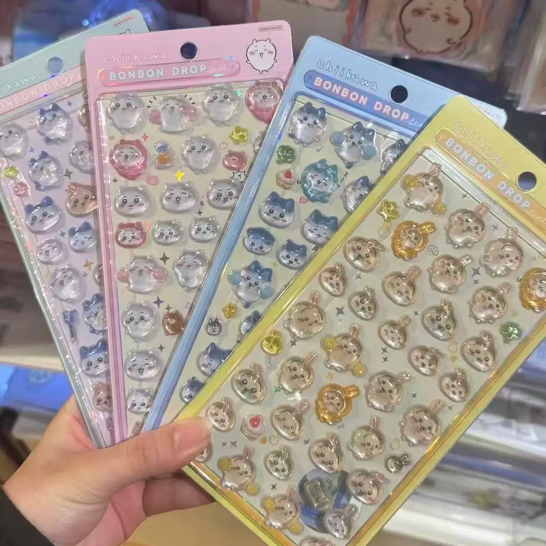3D Cute 1/4pcs Crystal Stickers Chiikawa Usagi Phone Case Decoration Nail DIY Decorative Stickers for Notebook Laptop waterproof