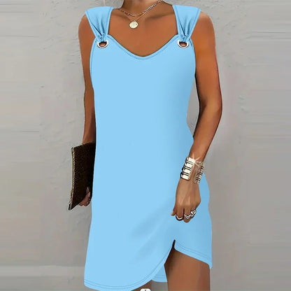 Women's Fashionable Casual Solid Color Suspender Dress Sleeveless Summer Comfortable Skirt