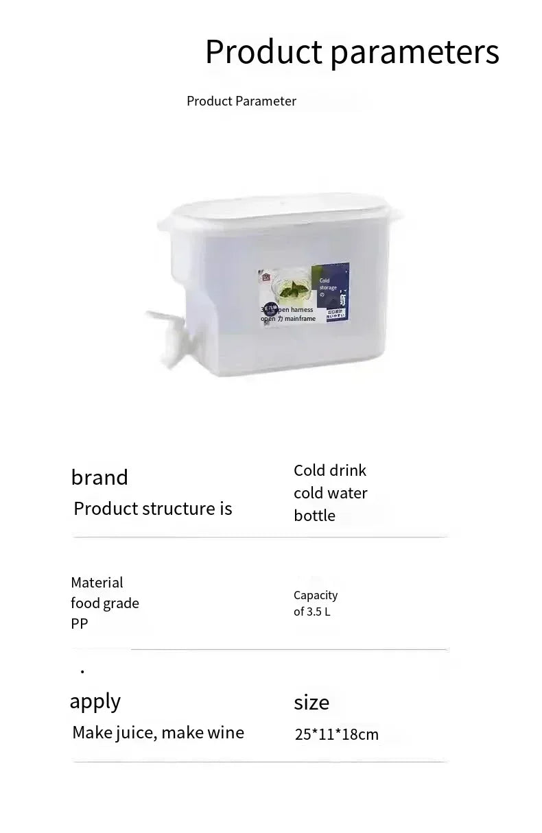 1/2pcs 3.5L Large Capacity Cold Water Jug Food Grade Cold Water Jug with Tap Ice Drink Dispenser Temperature Resistance