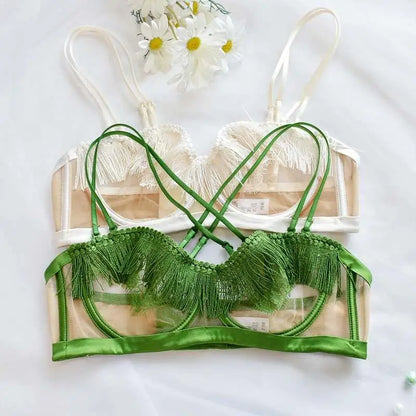 BANERDANNI Light Luxury Sexy French Backless Bra Set - Sheer Mesh Minimizer Bralette Ultra-Thin Lace Lingerie Limited Stock Sale
