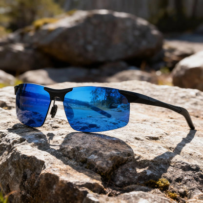 Classic Colorful Semi-Rimless Outdoor Polarized Sunglasses - Spring Hinge, UV400 for Driving, Fishing & Daily Use