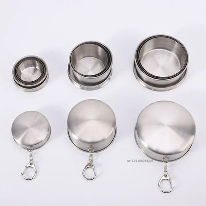1pcs 75ml/150ml/250ml Stainless Steel Retractable Cups Outdoor Camping Travel Cup Portable Telescopic Cups Mini Folding Cup