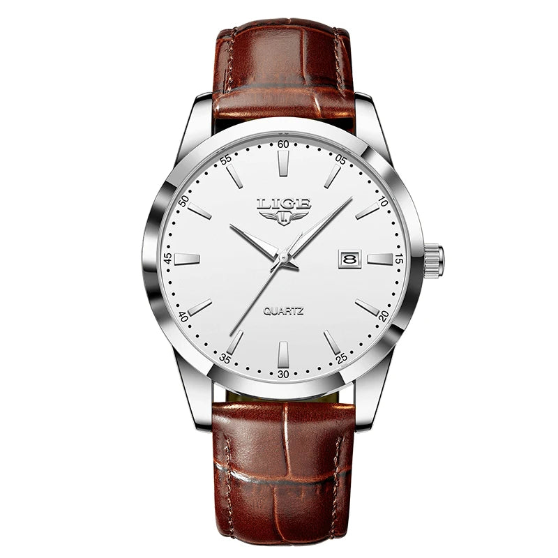 LIGE Military Watch For Men Fashion Business Watch Men Casual Leather Sport Waterproof Men's Quartz Wristwatches Reloj Hombre