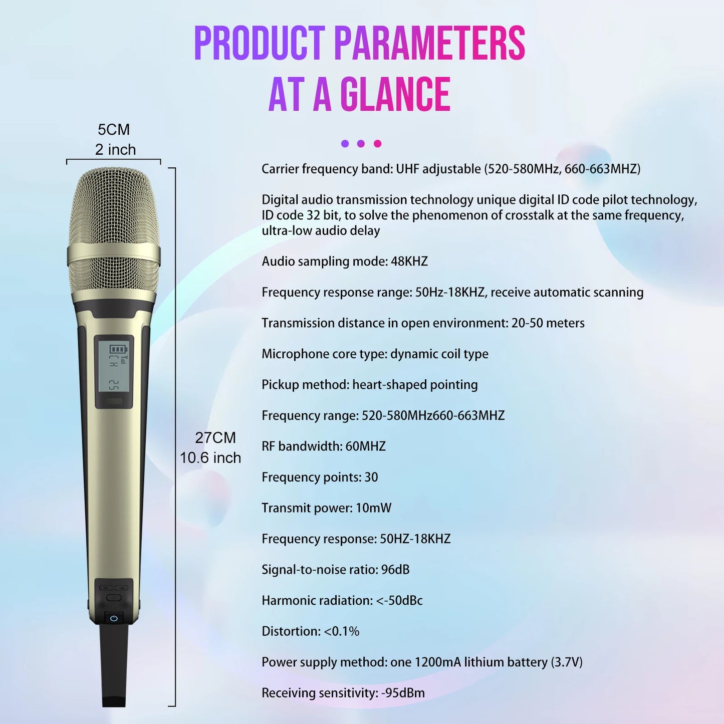 G-MARK SKM9000 Wireless Microphone Professional UHF Frequency Adjustable Metal Sheel For Paryt Show Teaching Wedding