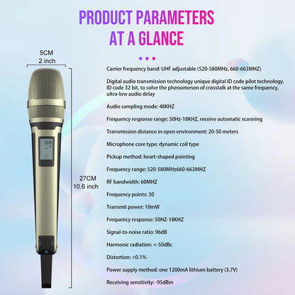 G-MARK SKM9000 Wireless Microphone Professional UHF Frequency Adjustable Metal Sheel For Paryt Show Teaching Wedding