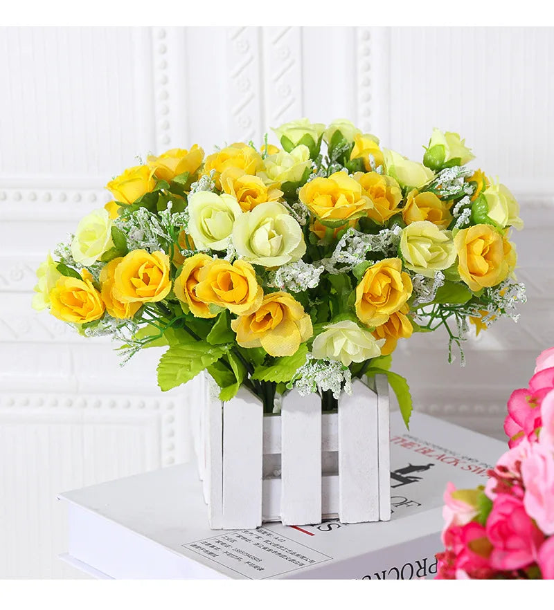 Simulated Rose Bouquet Home Decoration Small Rose Camellia Wedding Decoration Artificial Flowers Garden Decoration