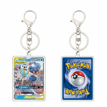 Key chain Charmander Mewtwo Umbreon Jigglypuff Venusaur Blastoise Solgaleo Game Card Acrylic Keychain Pendant Decoration