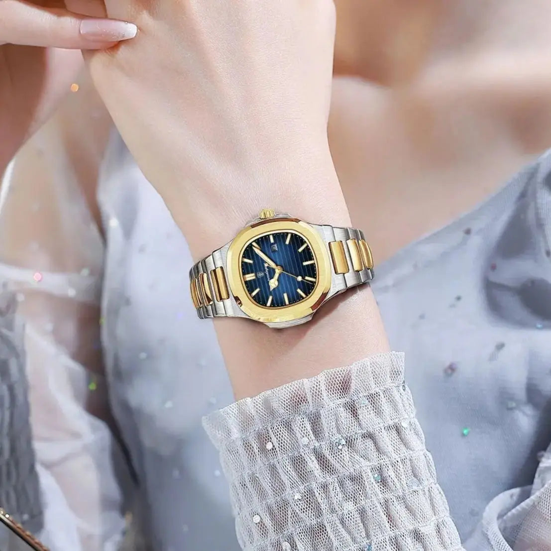 POEDAGAR Fashion Square Watches For Woman Waterproof Luminous Date Ladies Watch Stainless Steel Luxury Quartz Women's Wristwatch