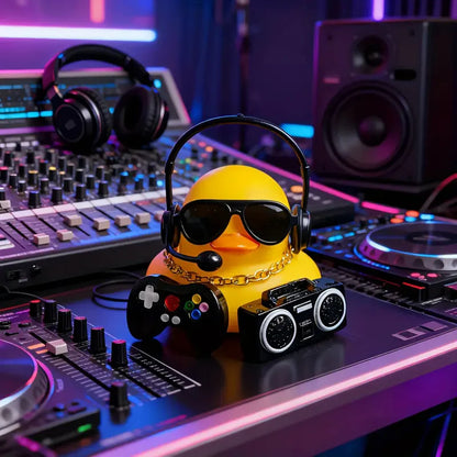 Adorable Gaming Duck Figurine With Headset & Sunglasses Funny Desk Decor for Home Office Car Dashboard Gamer Room Unique Gifts