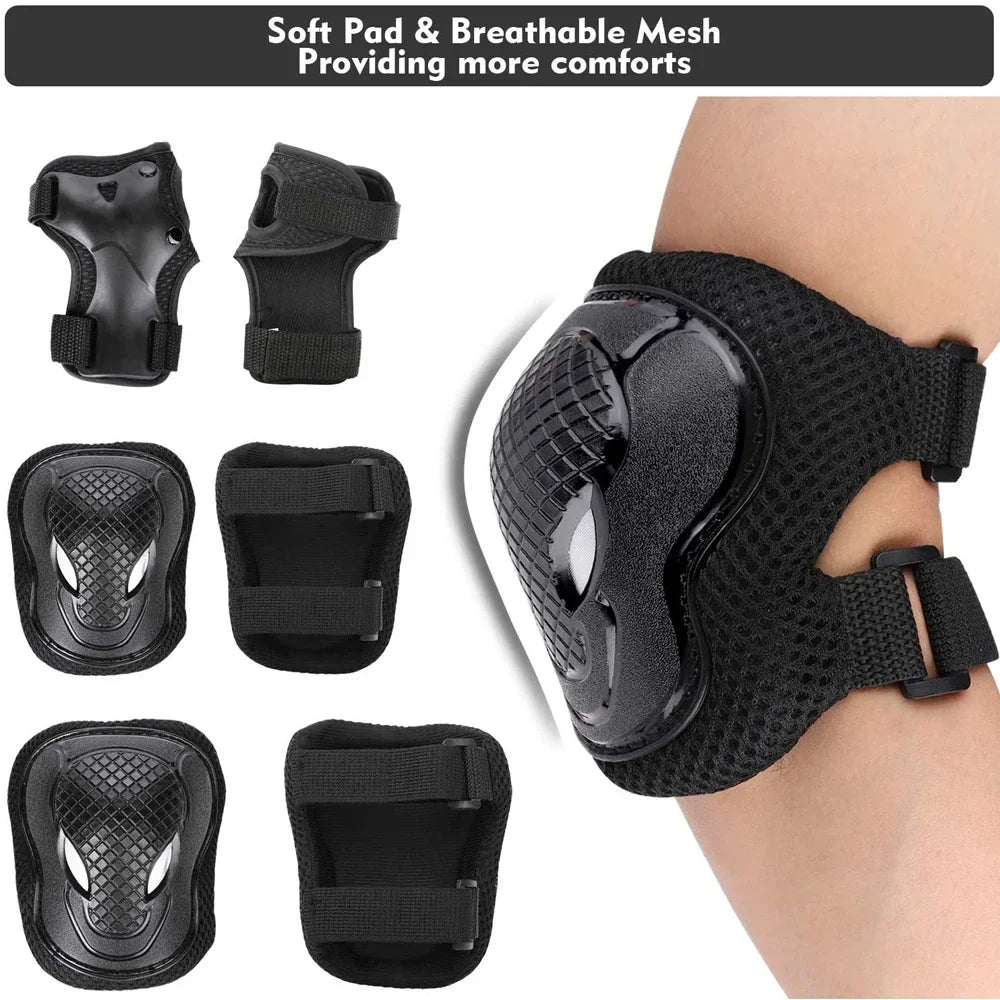 6Pcs/Set Kids/Youth Knee Pad Elbow Pads Guards Protective Gear Set for Roller Skates Cycling BMX Bike Skateboard Inline Skatings