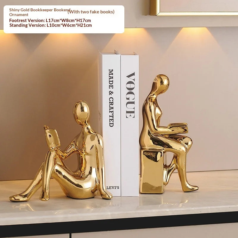 Modern  Ceramic Human Figure Bookends Sculpture Decor Book Holder For Nightstand TV Cabinet Wine Rack Office Desktop Home