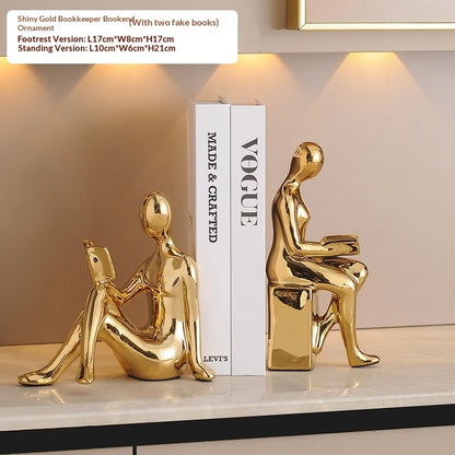 Modern  Ceramic Human Figure Bookends Sculpture Decor Book Holder For Nightstand TV Cabinet Wine Rack Office Desktop Home