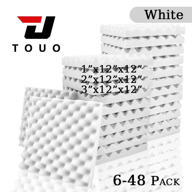 TOUO Acoustic Foam Fireproof Soundproofing Sponge 6/12/24/48 Pcs Egg Crate Soundproof Foam Studio Home Sound-absorbing