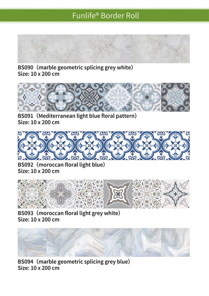 10x200cm Baseboard Sticker Moroccan Mosaic Tile Style Wall Border Sticker DIY Kitchen Bathroom Decoration Waistline Wall Sticker