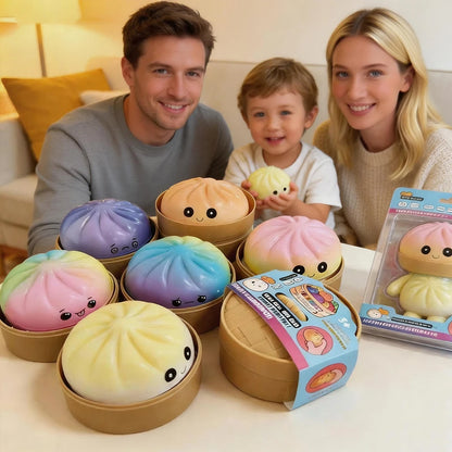 Premium Squishies Dumpling Bun Toy, Slow Rising PU Dumpling Stress Ball, Safe Non-Toxic Stress Relief Fidget Toy for Home