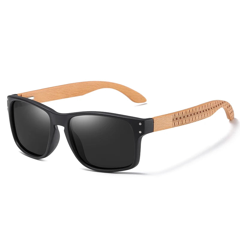 XSW Brand Design Beech Wood Handmade Sunglasses Men Polarized Eyewear Outdoor Driving Sun Glasses Reinforced Hinge 5527
