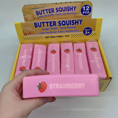 Butter Squishy Pink Strawberry Slow Rising Pu Soft Sticky Stress Relief Squeeze Toy For Adult Anxiety Relief Fidget Toy