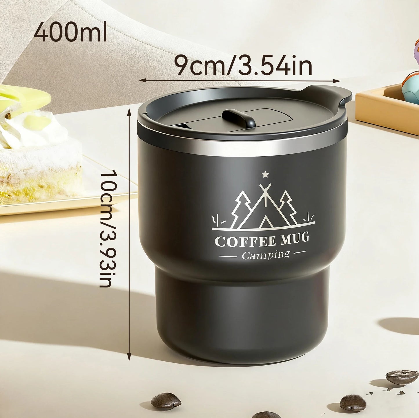 400ml 304 Stainless Steel Double Layer Thermal Cup, Insulated Water Mug for Office Milk Coffee, Student Portable Sealed Tumbler