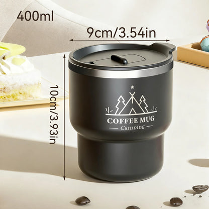 400ml 304 Stainless Steel Double Layer Thermal Cup, Insulated Water Mug for Office Milk Coffee, Student Portable Sealed Tumbler