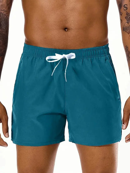 Men 2025 New  Summer Beach New Models Solid Color Fashion Leisure Comfortable Elastic Waist Double Pockets Cool Sports Shorts