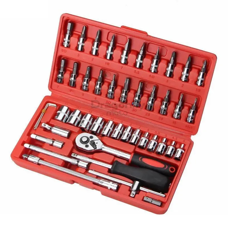 For Harley Dyna Softail Sportster Electra Road King Street Glide 46pcs Car Repair Tool 1/4-Inch Socket Set