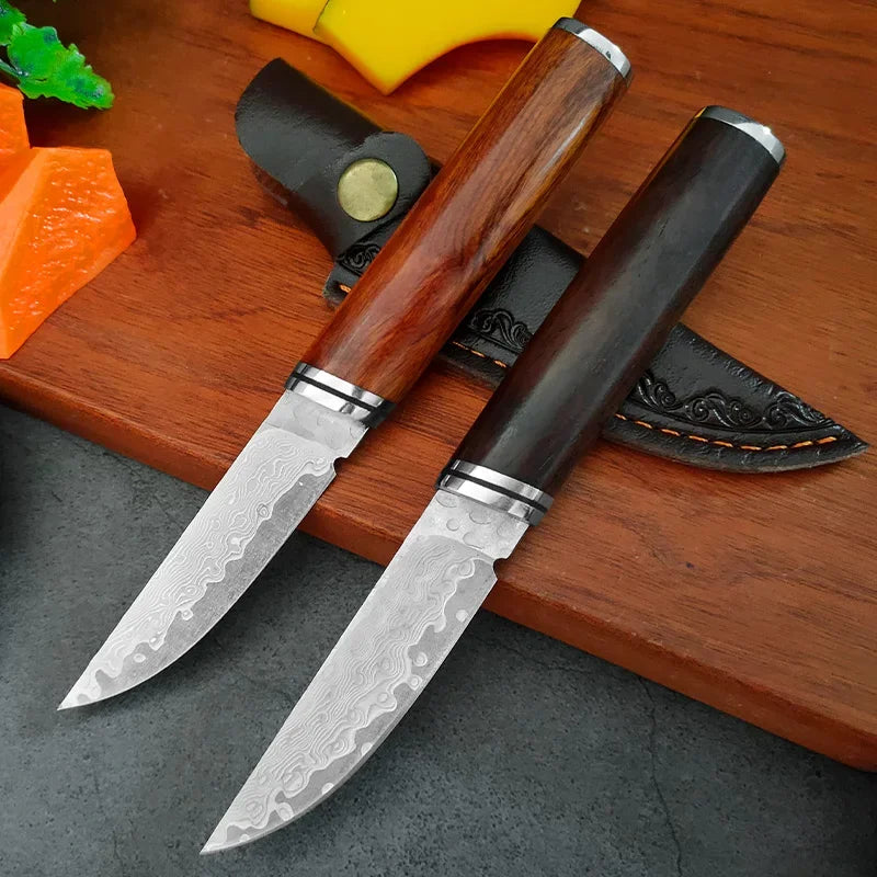 Wood Handle Damascus Steel Boning Fruit KnifeDamascus Knife BBQ Cleaver Meat Vegetables Slicing Fish Kitchen Knives Chef Knife