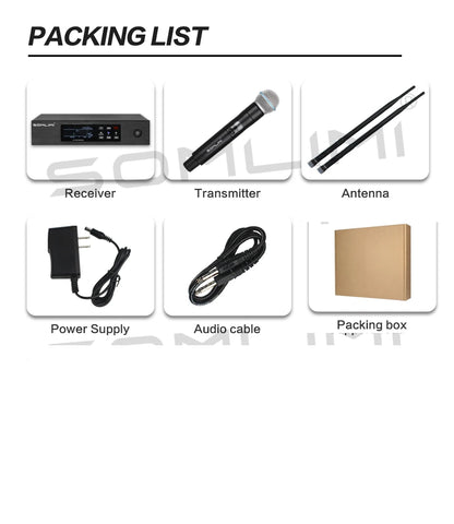 SOMLIMI-Q-B58 High Quality UHF Profeesional Wireless Microphone System Stage Performances Party Karaoke Metal Handheld