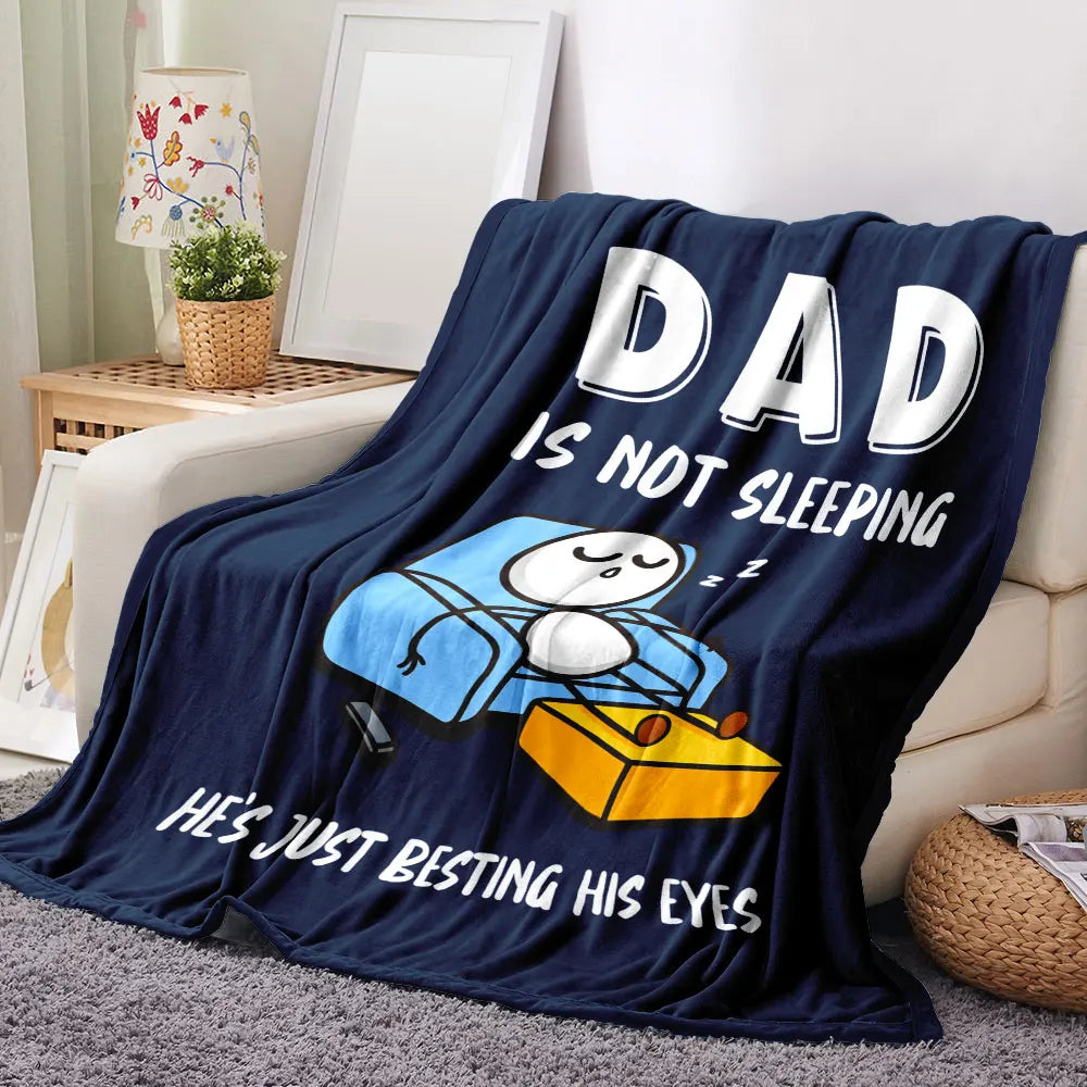 Dad's Besting His Eyes Blanket - Playful Cartoon Design, Soft Cosy Throw for Dad - Perfect for Lazy Afternoons, Home Decor, or G