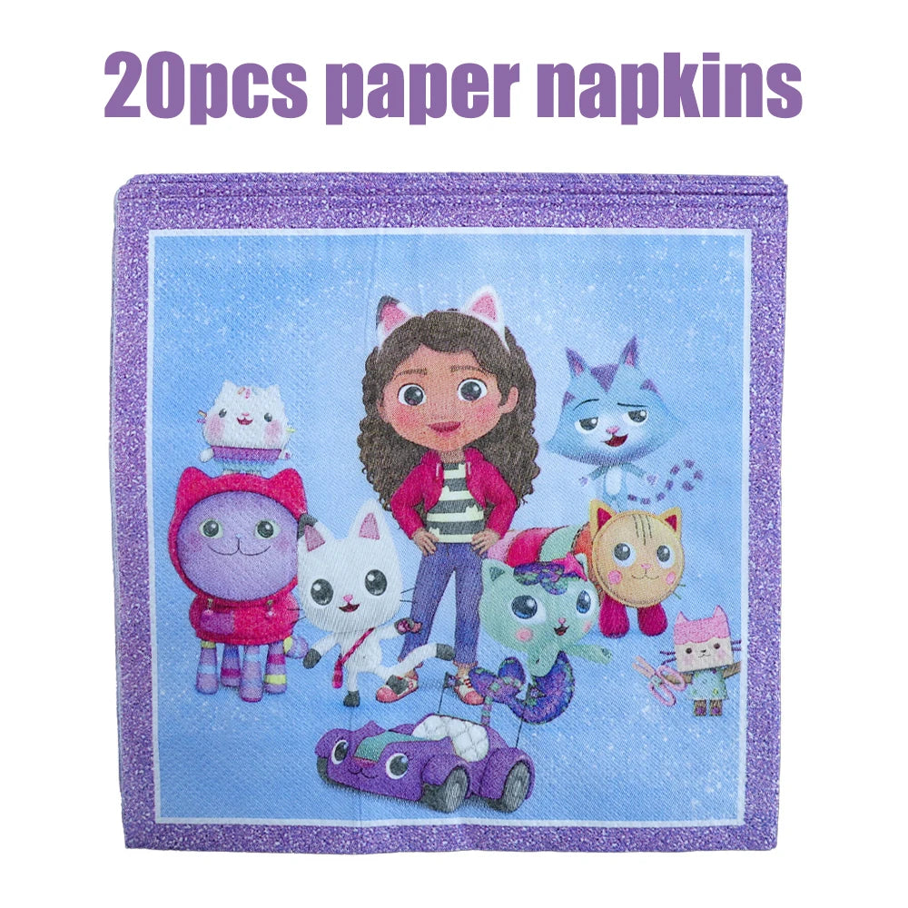 Gabby Dollhouse Birthday Party Supplies Plates Cups Tablecloth Napkins Gabby Cat Birthday Decoration Supply Kit Kids Party Favor