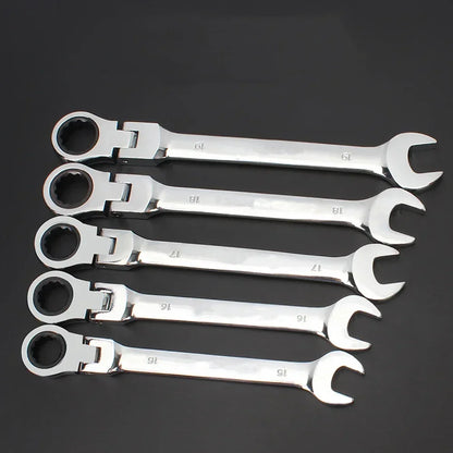 Flex-Head Ratcheting Combination Wrench Set SAE 1/4''-13/16'' Premium 72-Teeth Gear Chrome Organizer Auto Repair Tool