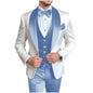 Solid Color Slim Fit Men's Tuxedo 3-Piece Set Fashion Business Wedding Suit with Shawl Lapel Blazer Vest Pants for Groom Party