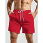 Palasendo Men's Plain Pocketed Drawstring Waist Beach Shorts, Suitable For Summer, Hawaiian, Men Dry Fit Orange Swim Trunks, Men Swim Trunk Matching, Men Beachwear, Plain Swim Trunks